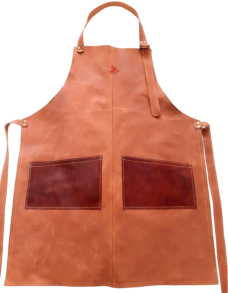PECHERA CUERO CAMEL BOLSILLOS BERMELLON